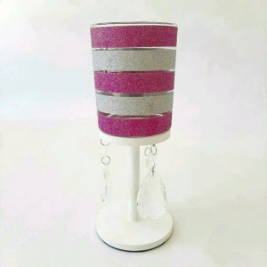 Castiçal Listras - Prata e Rosa - P - Artesanato e Personalizados