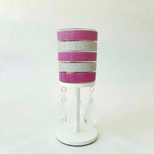 Castiçal Listras - Prata e Rosa - P - Artesanato e Personalizados
