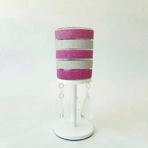Castiçal Listras - Prata e Rosa - P - Artesanato e Personalizados
