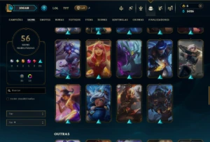 Unranked com 100 Champs e 56 Skins ( ADC / MID / JG ) - League of Legends LOL
