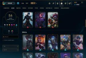 Unranked com 100 Champs e 56 Skins ( ADC / MID / JG ) - League of Legends LOL
