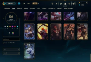 Unranked com 100 Champs e 56 Skins ( ADC / MID / JG ) - League of Legends LOL