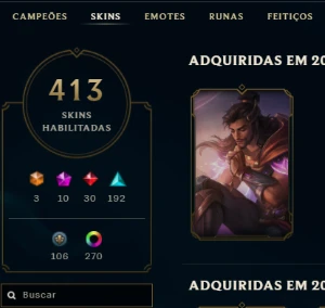 Conta Lol 413 Skins - Lv 818 - Varias Prestígios + 1600 Rp - League of Legends