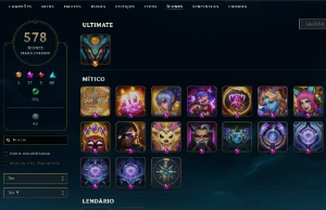 Conta Lol 413 Skins - Lv 818 - Varias Prestígios + 1600 Rp - League of Legends