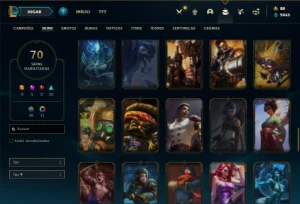 Conta ouro 2 com 120 Champs e 70 Skins + 500k de Sona - League of Legends LOL