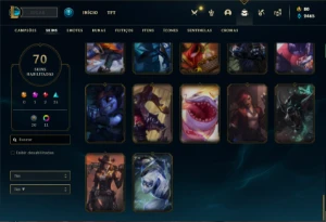Conta ouro 2 com 120 Champs e 70 Skins + 500k de Sona - League of Legends LOL