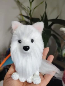 Miniatura Samoieda - Amigurumi de Crochê com Feltragem - Artesanato e Personalizados