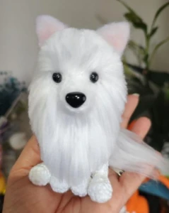 Miniatura Samoieda - Amigurumi de Crochê com Feltragem - Artesanato e Personalizados