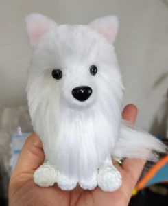 Miniatura Samoieda - Amigurumi de Crochê com Feltragem - Artesanato e Personalizados