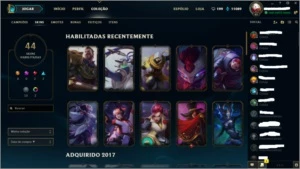 CONTA LOL LVL 45 BORDA OURO 44 SKINS
