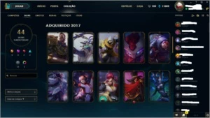 CONTA LOL LVL 45 BORDA OURO 44 SKINS - League of Legends