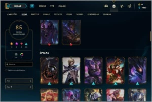 Conta bronze 1 com 105 champs e 85 skins - League of Legends LOL
