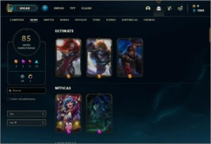 Conta bronze 1 com 105 champs e 85 skins - League of Legends LOL