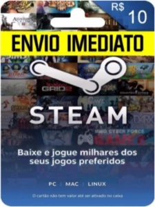 STEAM CARTÃO PRÉ-PAGO R$10 REAIS [ENVIO IMEDIATO]