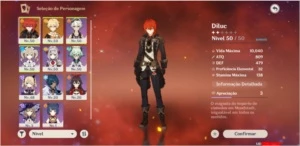 Vendo conta com Diluc AR28 servidor América - Genshin Impact