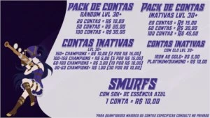 [LOL BR] - CONTAS INATIVAS|ATIVAS|SMURFS|PACKS - League of Legends