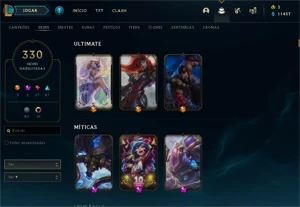 Conta LoL 330 Skins, 541 ícones e Todos os Champions - League of Legends