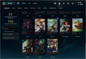 Conta DIAMANTE 3 com 9 skins e 33 champs + espolios - League of Legends LOL