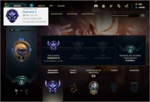 Conta DIAMANTE 3 com 9 skins e 33 champs + espolios - League of Legends LOL