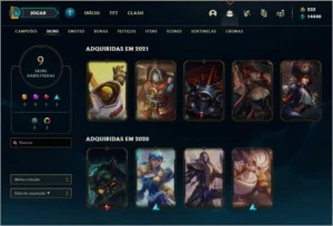 Conta DIAMANTE 3 com 9 skins e 33 champs + espolios - League of Legends LOL
