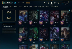 Ouro 4 com TODOS os Champs e 338 Skins +4 Prestigios - League of Legends LOL