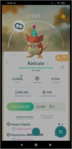 Raticate chapéu de festa shiny - Pokémon