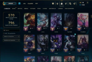 Esmerada 3 com TODOS os Champs e 210 Skins (MID / SUP / ADC) - League of Legends LOL