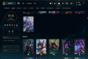 Esmerada 3 com TODOS os Champs e 210 Skins (MID / SUP / ADC) - League of Legends LOL