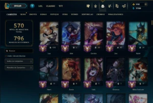 Esmerada 3 com TODOS os Champs e 210 Skins (MID / SUP / ADC) - League of Legends LOL