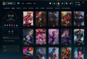 Esmerada 3 com TODOS os Champs e 210 Skins (MID / SUP / ADC) - League of Legends LOL