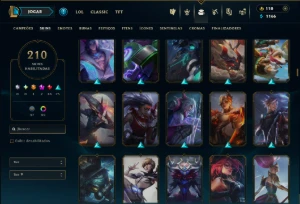 Esmerada 3 com TODOS os Champs e 210 Skins (MID / SUP / ADC) - League of Legends LOL