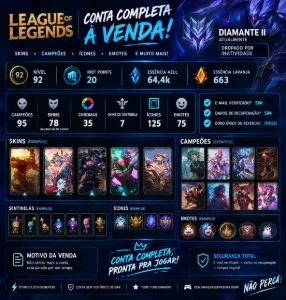 Conta Ex Mestre Com Muitas Skins De Adc - Aceito Ofertas - League of Legends LOL