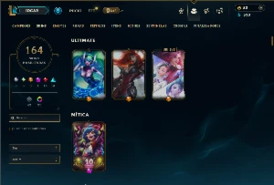 Platina 4 com 155 Champs e 164 Skins ( MID / JG / TOP ) - League of Legends LOL