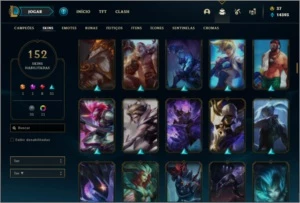 Conta unranked com 145 champs e 152 skins ( MAIN SUP ) - League of Legends LOL