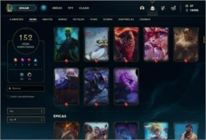 Conta unranked com 145 champs e 152 skins ( MAIN SUP ) - League of Legends LOL