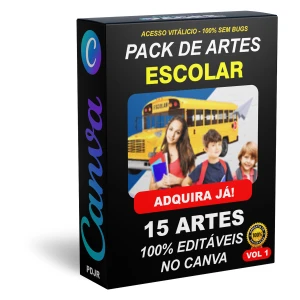 Pack Canva Escolar - 15 Artes Editáveis - Serviços Digitais