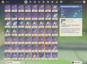 Ar 59 17 5 estrelas limitados 12 armas 5 estrelas - Genshin Impact