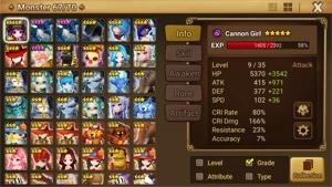 Reroll Summoners War lvl10 com Canon Girl Dark - Bella