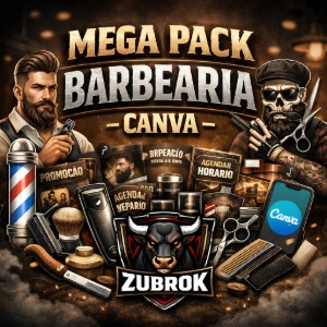 Mega Pack Barbearia - Canva Atualizado - Artes e Templates Artes Canva