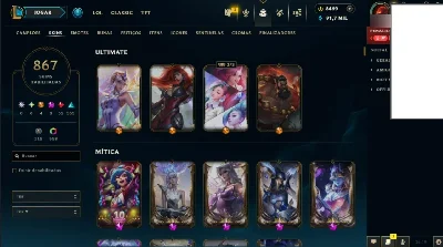 850 SKINS+500 CROMAS+ 800 ICONES+500 EMOTES+TROCA DE NICK - League of Legends LOL