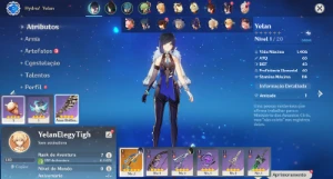 Conta Genshin Impact AR 7 com Yelan, Elegy e Tighnari