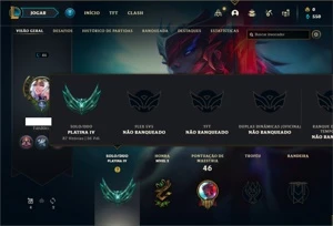 Conta Platina 4 com 33 Champs e 5 Skins +1 Fragmento - League of Legends LOL