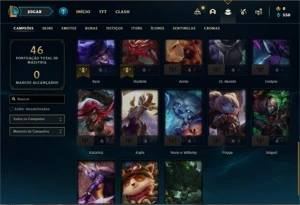 Conta Platina 4 com 33 Champs e 5 Skins +1 Fragmento - League of Legends LOL