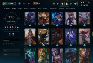 Unranked com 125 Champs e 126 Skins +3 Prestigios - League of Legends LOL