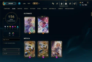 Unranked com 125 Champs e 126 Skins +3 Prestigios - League of Legends LOL