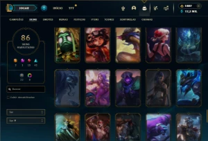 Ouro 1 com 150 champs e 86 Skins + 1800 RP - League of Legends LOL