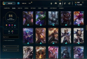 Ouro 1 com 150 champs e 86 Skins + 1800 RP - League of Legends LOL