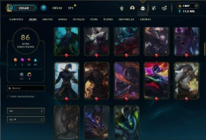 Ouro 1 com 150 champs e 86 Skins + 1800 RP - League of Legends LOL