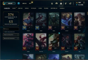 Ouro 1 com 150 champs e 86 Skins + 1800 RP - League of Legends LOL