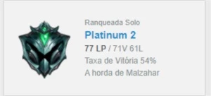 Conta League of Legends | Platina II | Skin Ultimate LOL
